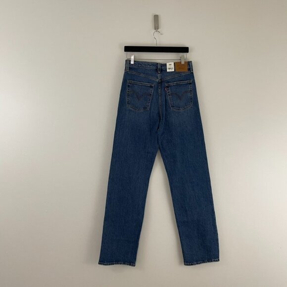 Levi's Dark Wash Denim Ribcage Straight Jeans Size 30 - Picture 2 of 6